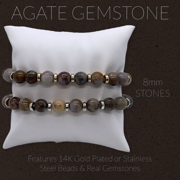 NWT Wool + Pepper Co. Agate Gemstone Bracelet - Picture 1 of 5